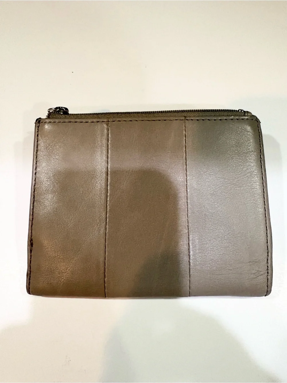 Vintage Coach Gray/Taupe Leather Kristin Wallet with Silver-Tone Hardware
